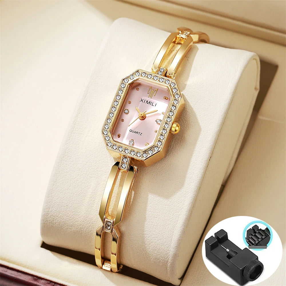 Gold Women’s Quartz Watch with Slim Bracelet – Quartz Elegance