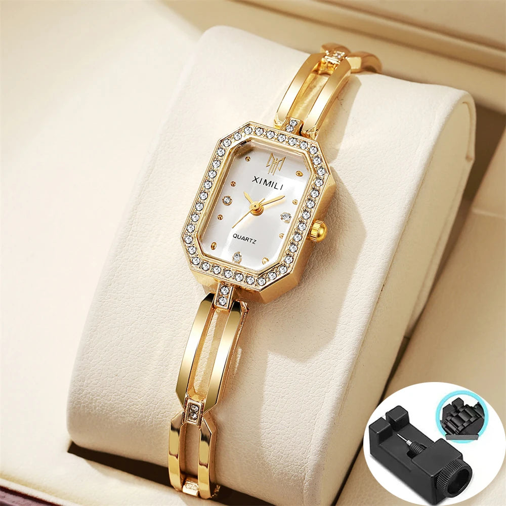 Gold Women’s Quartz Watch with Slim Bracelet – Quartz Elegance