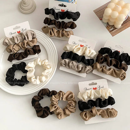 Neutral Satin Hair Scrunchie Set