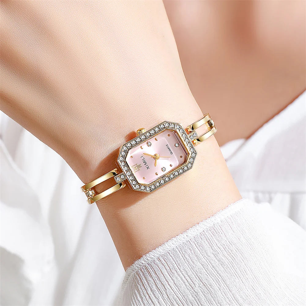 Gold Women’s Quartz Watch with Slim Bracelet – Quartz Elegance