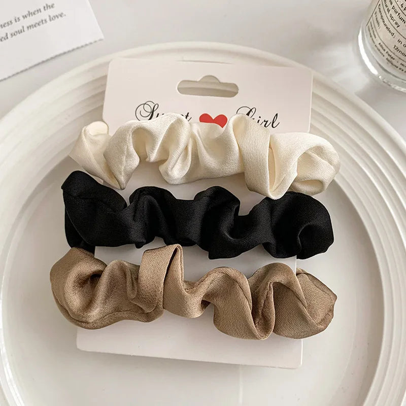 Neutral Satin Hair Scrunchie Set