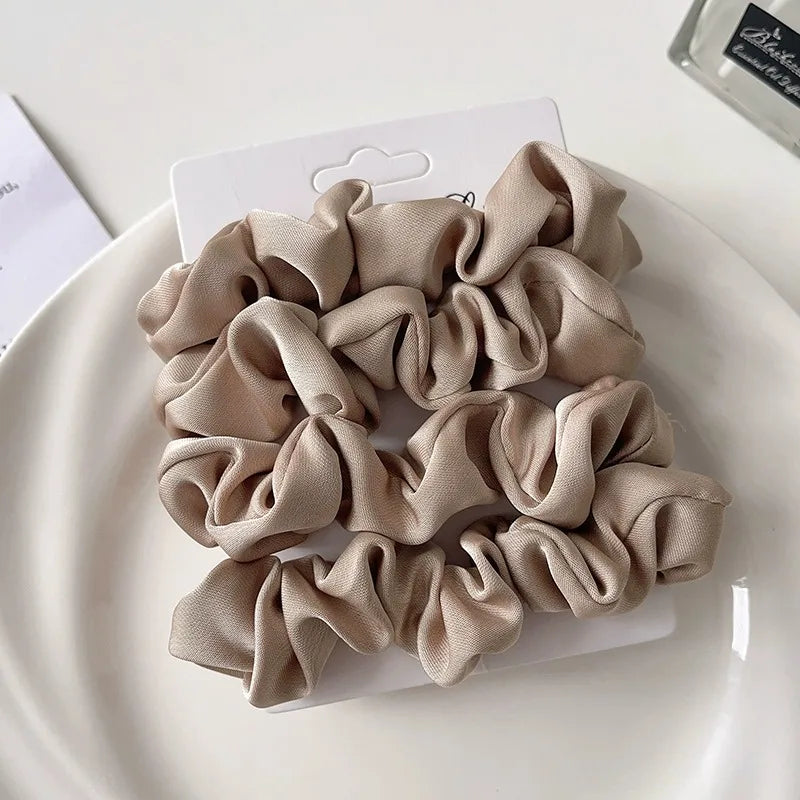 Neutral Satin Hair Scrunchie Set