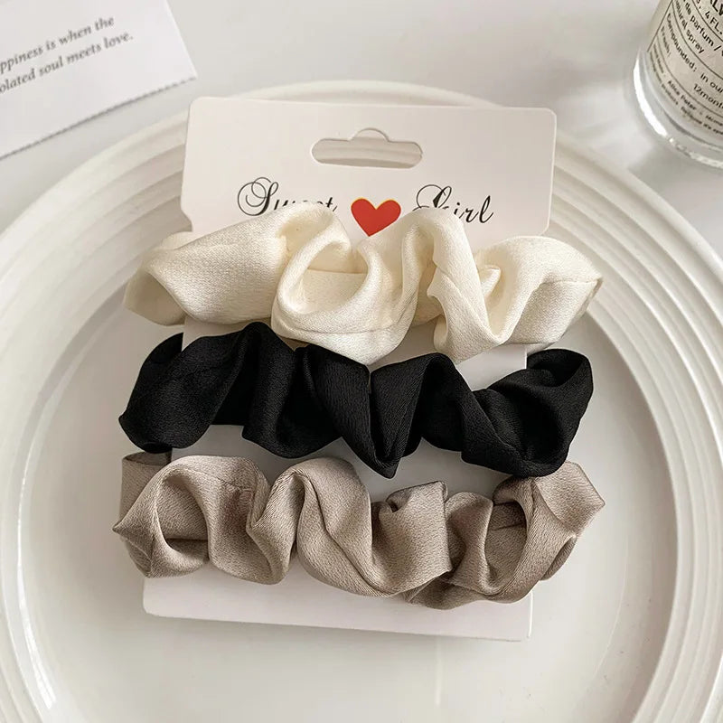Neutral Satin Hair Scrunchie Set