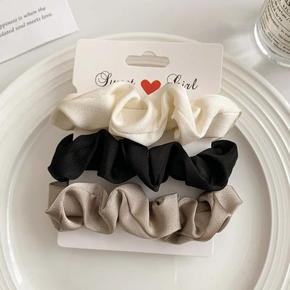 Neutral Satin Hair Scrunchie Set