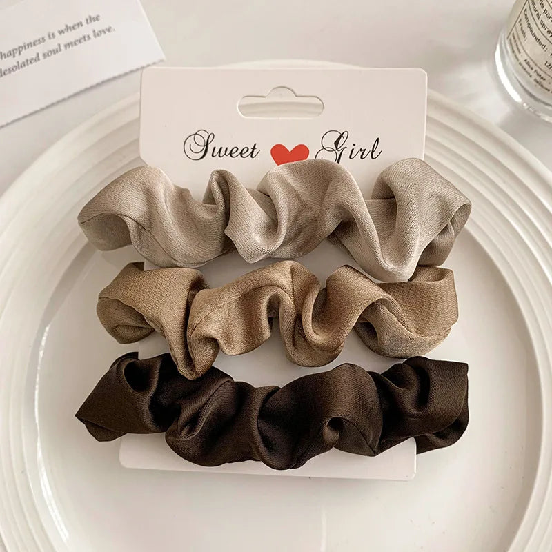 Neutral Satin Hair Scrunchie Set