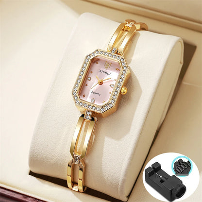 Gold Women’s Quartz Watch with Slim Bracelet – Quartz Elegance