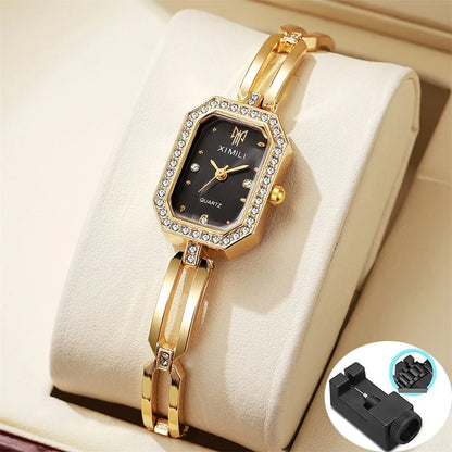 Gold Women’s Quartz Watch with Slim Bracelet – Quartz Elegance
